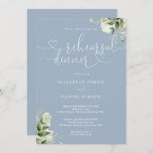 ダスティブルーグリーンハートスクリプトリハーサルディナー 招待状 (正面/裏面)