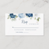 ダスティブルーグリーンリーウェディングRSVP エンクロージャーカード (正面)