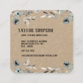 ダスティブルーグリーンリークラフト紙ネオンスワッシュスクリプト スクエア名刺 (裏面)