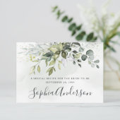 ダスティブルーグリーンリーブライダルシャワーレシピカード エンクロージャーカード (スタンド正面)