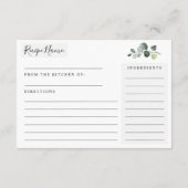 ダスティブルーグリーンリーブライダルシャワーレシピカード エンクロージャーカード (裏面)