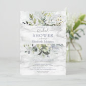 ダスティブルーグリーンリーマーブルブライダルシャワー 招待状 (スタンド正面)