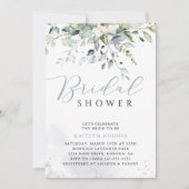 ダスティブルーグリーンリーユーカリブライダルシャワー 招待状 (正面)