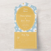 ダスティブルーグルービーデイジー70sブライトイエロー結婚ズ オールインワン招待状 (内側)