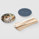 ダスティブルーグレイエレガントカップルのフォト結婚式の引き出物 ハンドファン (組立なし)