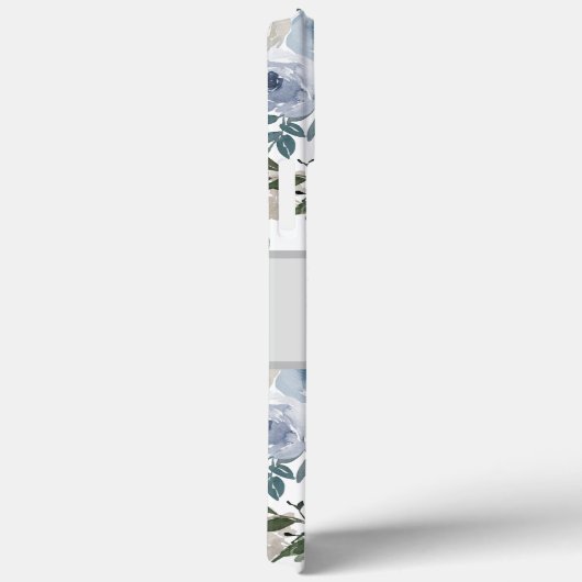 ダスティブルーグレーウォーターカラーフローラ名前をカスタムする Case-Mate iPhoneケース (裏面 / 右)