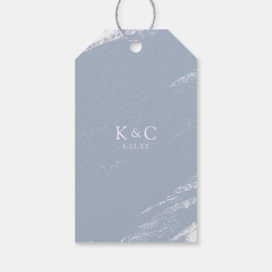 ダスティブルーグレーウォーター色のブライダルシャワーの好意 ギフトタグ (裏面)