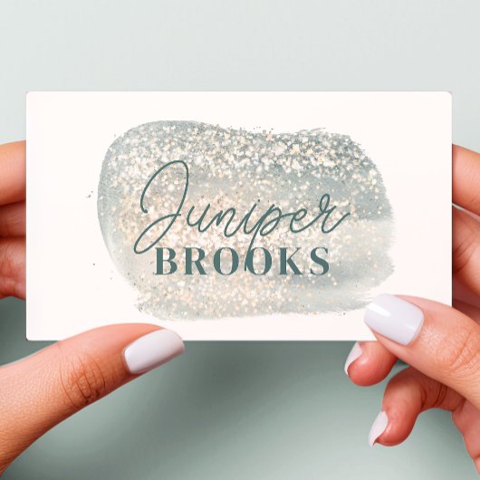 ダスティブルーグレーソーシャルメディアQRコードグリッター 名刺