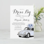 ダスティブルーグレーフローラ車ドライブバイブライダルシャワー 招待状 (スタンド正面)