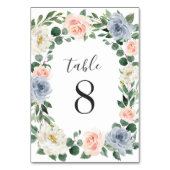 ダスティブルーグレー赤面ピンクピーチフローラ結婚ズ テーブルナンバー (裏面)