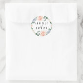 ダスティブルーグレー赤面ピンクピーチフローラ結婚ズ ラウンドシール (バッグ)