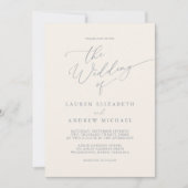 ダスティブルーグレー&クリーム結婚式招待状 招待状 (正面)