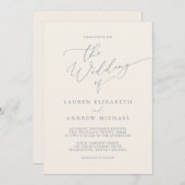 ダスティブルーグレー&クリーム結婚式招待状 招待状 (正面/裏面)