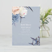 ダスティブルーグレー&ピーチフローラブライダルシャワー 招待状 (スタンド正面)