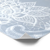 ダスティブルーグレー&ピーチフローラレース結婚ズサイン ポスター (角)