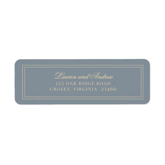 ダスティブルーグレー&金ゴールドミニマル差出人住所 ラベル (正面)