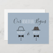 ダスティブルーゲイ結婚式の日付を保存 案内ポストカード (正面/裏面)