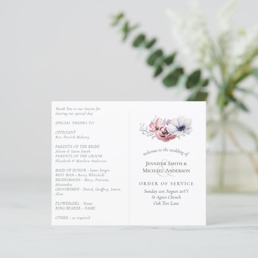 ダスティブルーコーラルフローラ結婚式 プログラム予算 (スタンド正面)