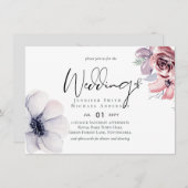 ダスティブルーコーラルモダン結婚式招待状予算 (正面/裏面)