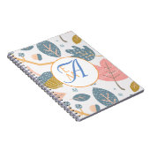 ダスティブルーコーラル抽象芸術自然モノグラムのデコール ノートブック (右側)