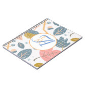 ダスティブルーコーラル抽象芸術自然モノグラムのデコール ノートブック (左側)