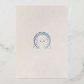 ダスティブルーコーンフラワー結婚ズアールヌーボーミュシャ 箔招待状 (裏面)