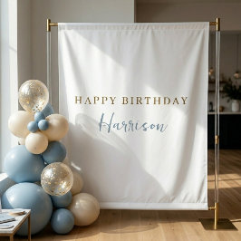 ダスティブルーゴールドミニマリスト誕生日パーティーバックドロップ タペストリー