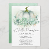 ダスティブルーサクレンツパンプキン秋ベビーシャワー 招待状 (正面/裏面)