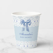 ダスティブルーサテンボウリージェンシーレースベビーシャワー 紙コップ (正面)