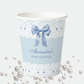 ダスティブルーサテンボウリージェンシーレースベビーシャワー 紙コップ