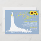 ダスティブルーサンフラワー結婚ズガウンブライダルシャワー 招待状 (正面)