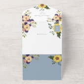 ダスティブルーサンフラワー結婚フローラ オールインワン招待状 (外側)