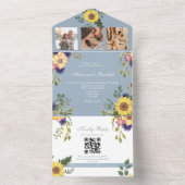 ダスティブルーサンフラワー結婚フローラ オールインワン招待状 (内側)