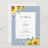 ダスティブルーサンフラワー結婚式招待状 (正面)