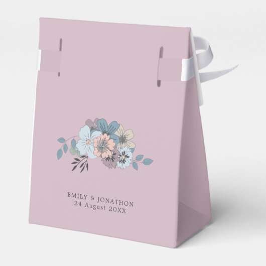 ダスティブルーサーモンピンクフォーラルの名前日付ありがとうありがとう フェイバーボックス (裏面サイド)