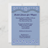 ダスティブルーシックスペタルフラワーブライダルシャワー招待状 招待状 (正面)