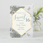 ダスティブルーシック水の色の緑のユーカリ 招待状 (スタンド正面)