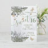 ダスティブルーシック水の色の緑のユーカリ 招待状 (スタンド正面)