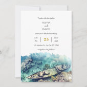 ダスティブルーシッ航海のクラックコーラルビーチ結婚式 招待状 (正面)