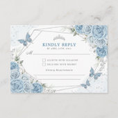 ダスティブルーシルバーキンセアニェラ15誕生日RSVP エンクロージャーカード (正面)