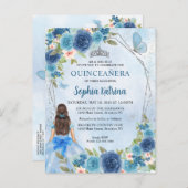 ダスティブルーシルバーグラムフローラプリンセスキンセアニラ インビテーションポストカード (正面/裏面)