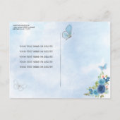 ダスティブルーシルバーグラムフローラプリンセスキンセアニラ インビテーションポストカード (裏面)