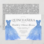 ダスティブルーシルバーグリッターガウンツインキンセアニェラ 招待状 (正面/裏面)