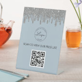 ダスティブルーシルバーグリッタースキャンミーQRコードロゴ 台座サイン (インサイチュ)