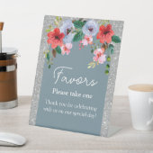 ダスティブルーシルバーグリッター水カラーフローラアーチ 台座サイン (インサイチュ)