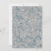 ダスティブルーシルバーグリッター水カラーフローラアーチ 招待状 (裏面)