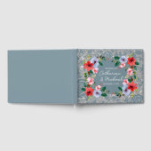 ダスティブルーシルバーグリッター水彩フローラ ゲストブック (全面)