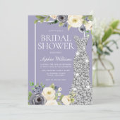 ダスティブルーシルバーダイヤモンドドレスブライダルシャワー 招待状 (スタンド正面)