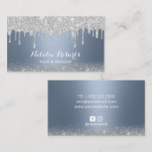 ダスティブルーシルバードリップスメイクアップアーティストヘアサロン 名刺 (正面/裏面)
