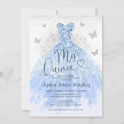 ダスティブルーシルバードレスミクリンスキンセアニラ 招待状 (正面)